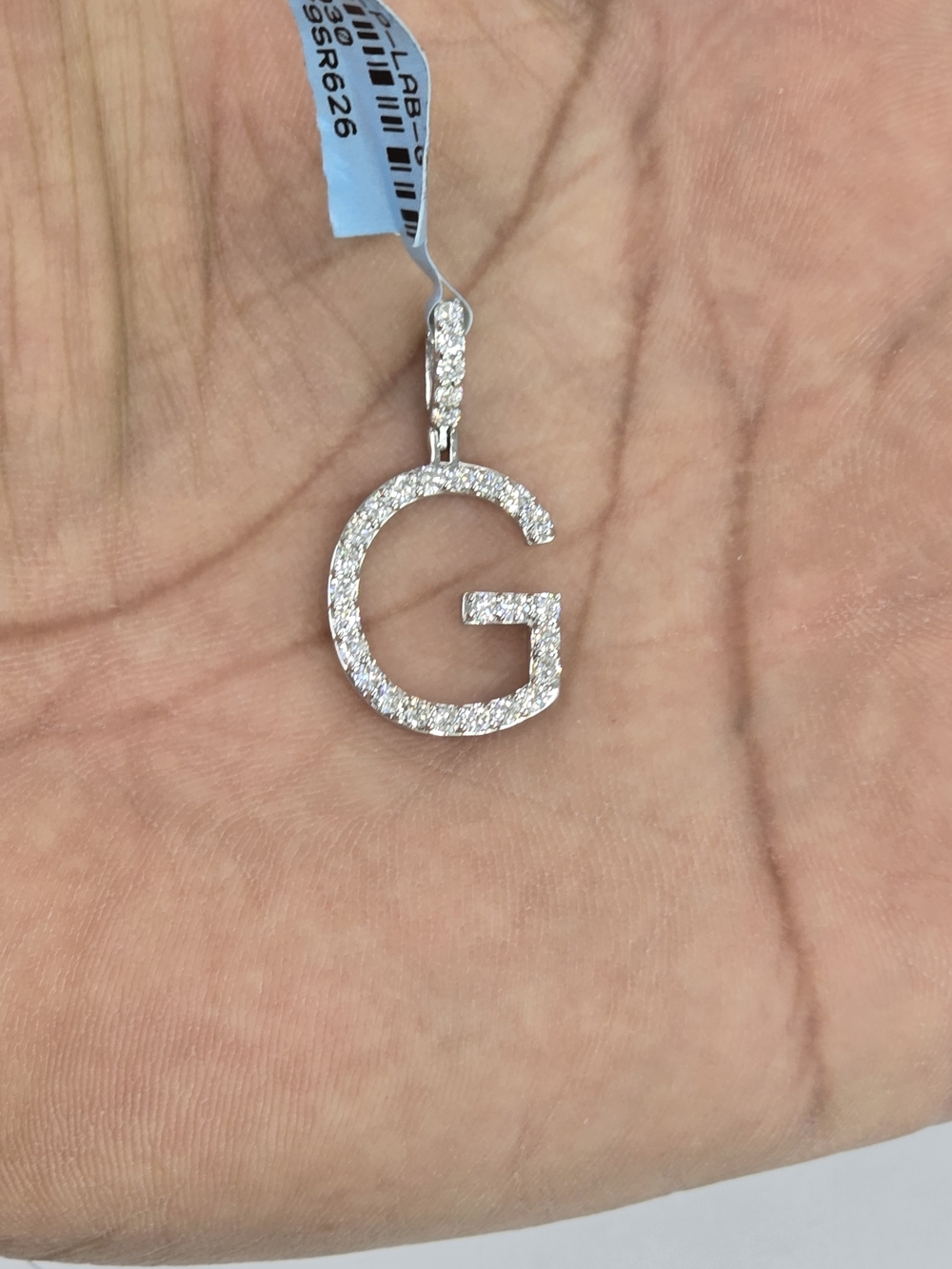 925 Sterling Silver Lab Grown Diamond Letter G Pensldant